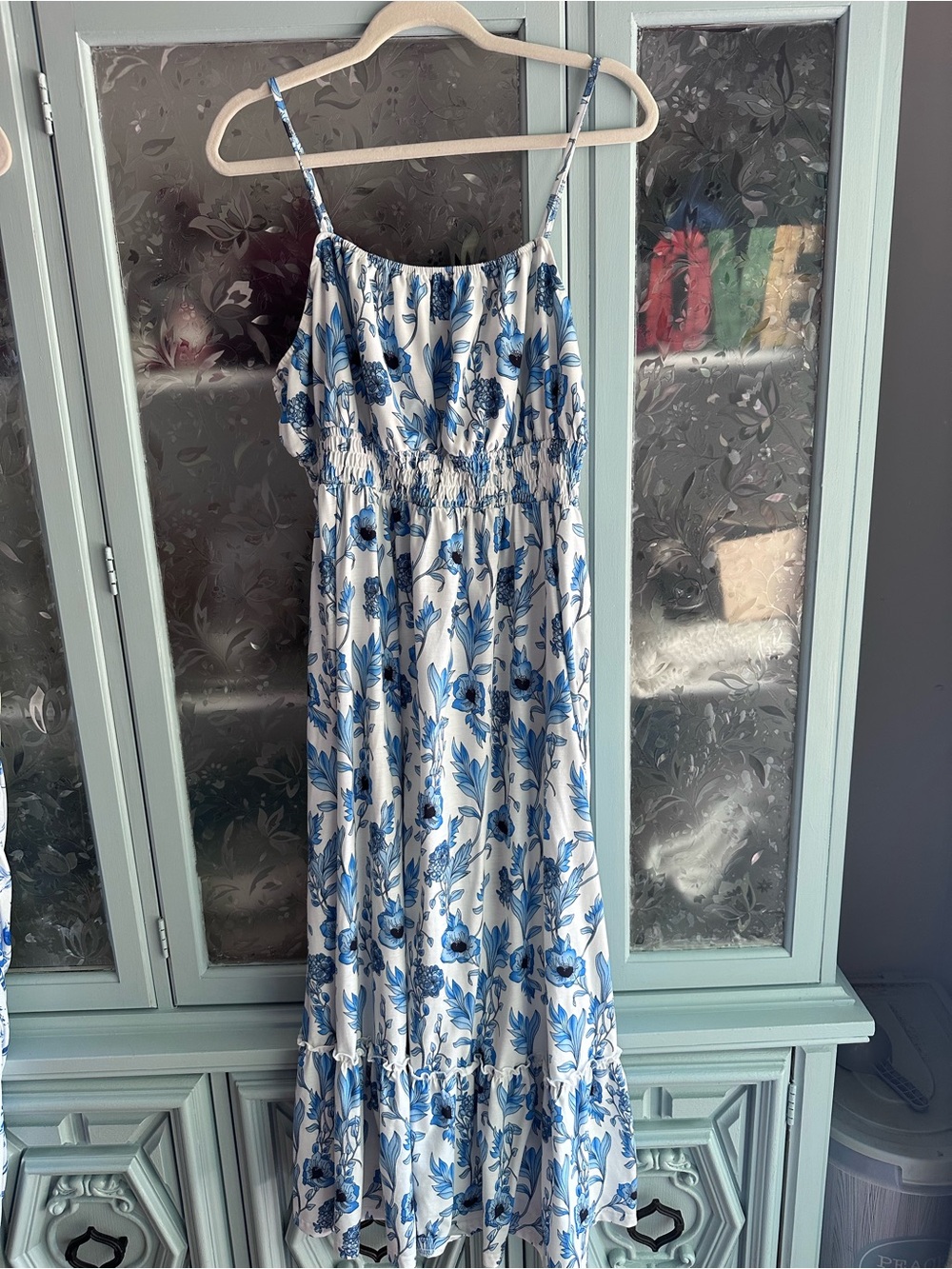 Grace Karin Blue and White Floral Maxi Sundress